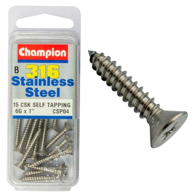 Champion 316/A4 S/Tap Set Screw - Csk 6G x 1in (B)