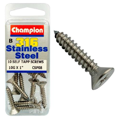 Champion 316/A4 S/Tap Set Screw - Csk 10G x 1in (B)