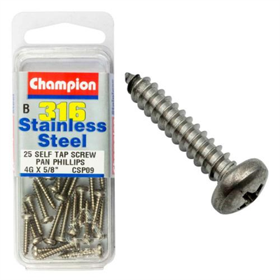 Champion 316/A4 S/Tap Set Screw - Pan 4G x 5/8in (B)