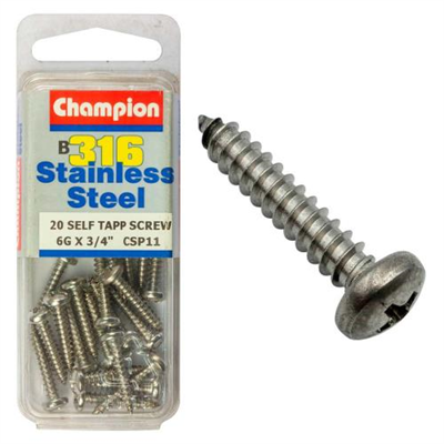 Champion 316/A4 S/Tap Set Screw - Pan 6G x 3/4in (B)
