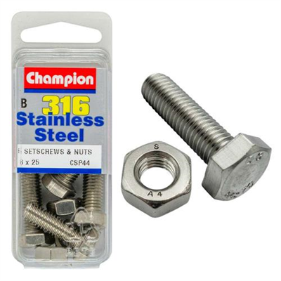 Champion 316/A4 Set Screw & Nut M8 x 25 (B)