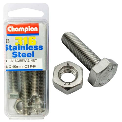 Champion 316/A4 Set Screw & Nut M8 x 40 (B)