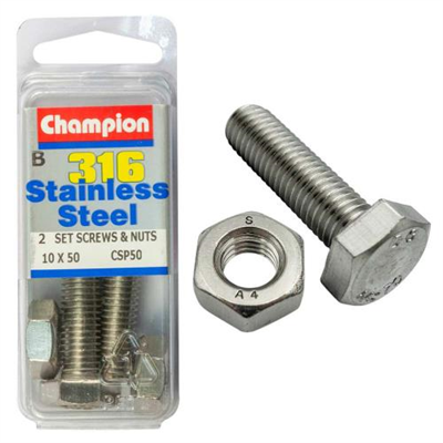 Champion Set Screw & Nut 10 x 50 (B)