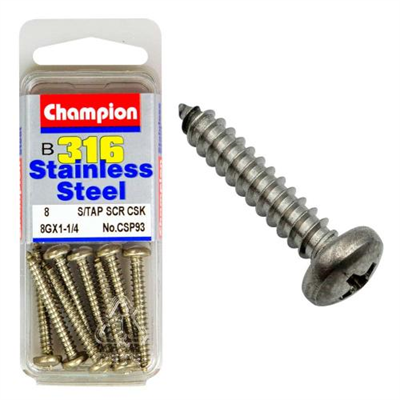 Champion 8G x 1-1/4in S/Tapp Set Screw - Pan HD 316/A4 (C)