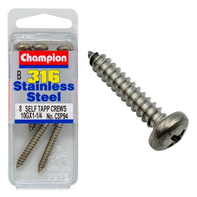 Champion 10G x 1-1/4in S/Tapp Set Screw - Pan HD 316/A4 (C)