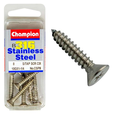 Champion 10G x 1-1/4in S/Tapp Set Screw - CSK 316/A4 (C)