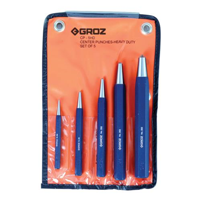 Groz 5pc H/Duty Centre Punch Set (2.0mm To 10.0mm)