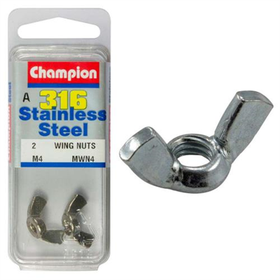 Champion 4mm Wing Nut - 316/A4
