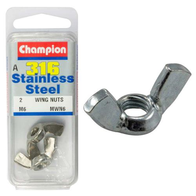 Champion 6mm Wing Nut - 316/A4