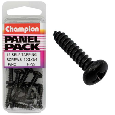 Champion Self Tapping Screw Black 10G x 3/4in -12pk****