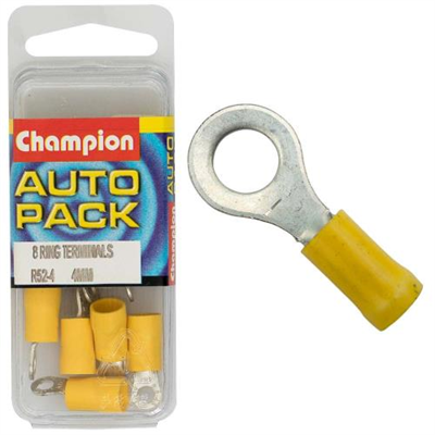 Champion 4mm Yellow Ring Terminal