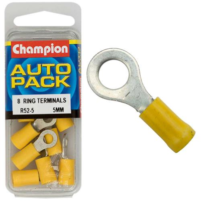 Champion 5mm Yellow Ring Terminal