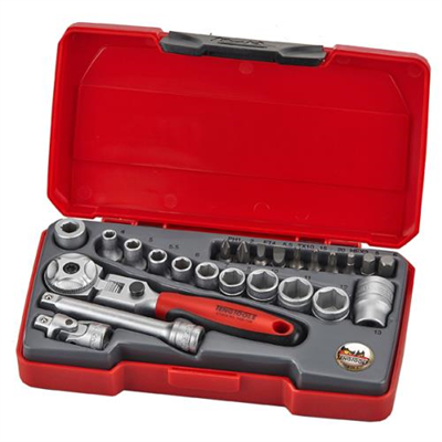 Teng 24pc 1/4in Dr. Mini Metric Socket Set (Flex Ratchet.)**