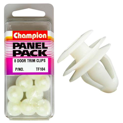 Champion Door Trim Clip Clear 9mm(Stem Dia) 13mm(Top HD) 8pk