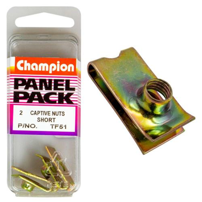 Champion Short Captive Nut M6 x 1.00mm - 2pk