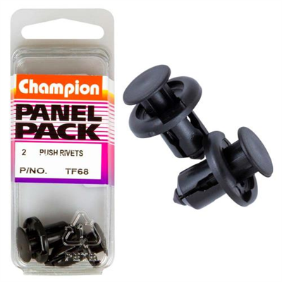 Champion Push Rivet Black 12mm(L) 9mm(Hole) 18mm(HD) 2pk
