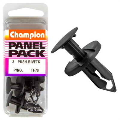 Champion Push Rivet Black 20mm(L) 8mm(Hole) 20mm(HD) 3pk