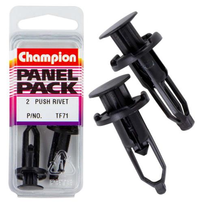 Champion Push Rivet Black 18mm HD x 28mm -2pk