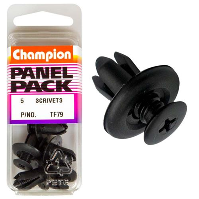 Champion Scrivet Clip Black 18mm HD x 12mm -5pk