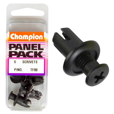 Champion Scrivet Clip Black 15mm HD x 20mm -6pk