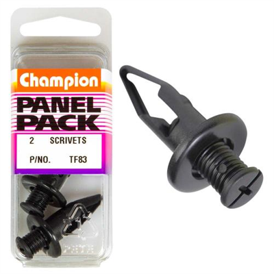 Champion Scrivet Clip Black 20mm HD x 27mm -2pk
