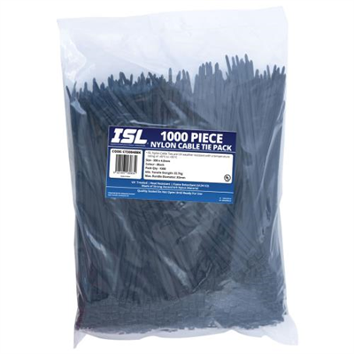 ISL 300 x 4.8mm UV Nylon Cable Tie - Blk. - 1000pk