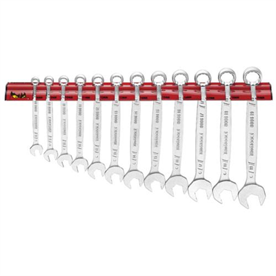 Teng 12pc Anti-Slip Comb. Spanner Set 8-19mm w/ Wall Rack