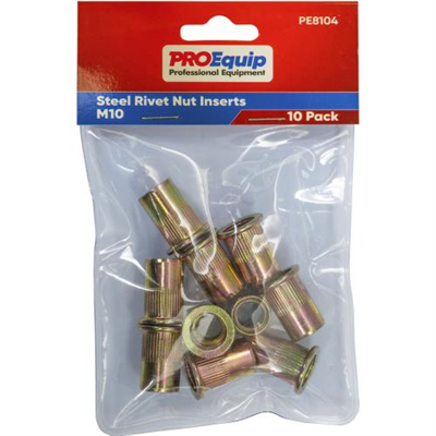 ProEquip M10 Steel Rivet Nut Inserts - 10pk