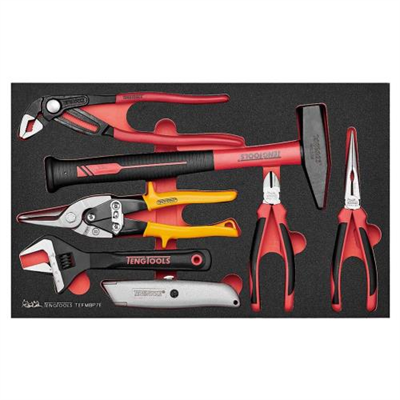 Teng 7pc Plier and Engineers Hammer Set FOAM3