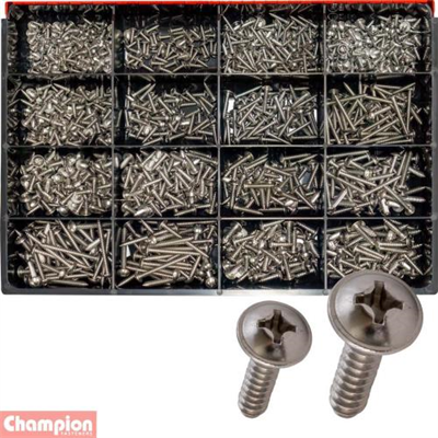 Champion 1150pc SS Mushroom Head S/Tapping Screw Master Kit