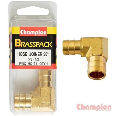 Champion Hose Joiner 90 deg Barb Elbow Reducer Brass 5/8-1/2
