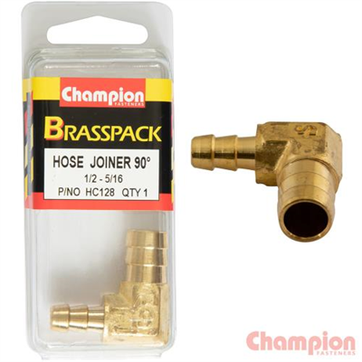 Champion Hose Joiner 90 deg Barb Elbow Reducer Brass1/2-5/16