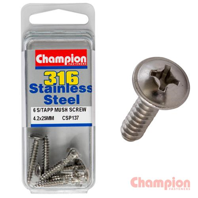 Champion S/Tapping Screws - Mushroom Head - 4.2 x 25mm