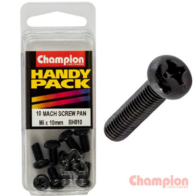 Champion Black Machine Screws - M5 x 10mm