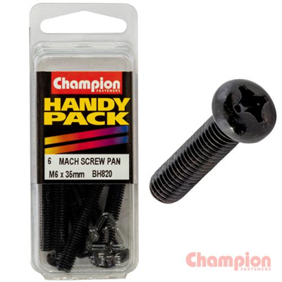 Champion Black Machine Screws - M6 x 35mm