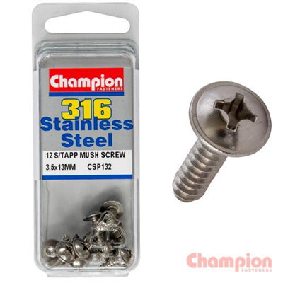 Champion S/Tapping Screws - Mushroom Head - 3.5 x 13mm