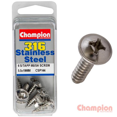 Champion S/Tapping Screws - Mushroom Head - 5.5 x 19mm