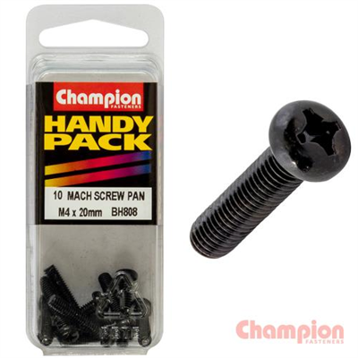 Champion Black Machine Screws - M4 x 20mm