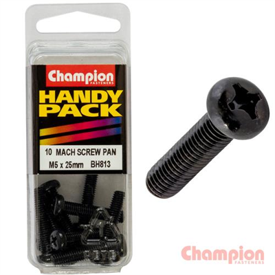 Champion Black Machine Screws - M5 x 25mm