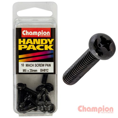 Champion Black Machine Screws - M5 x 20mm