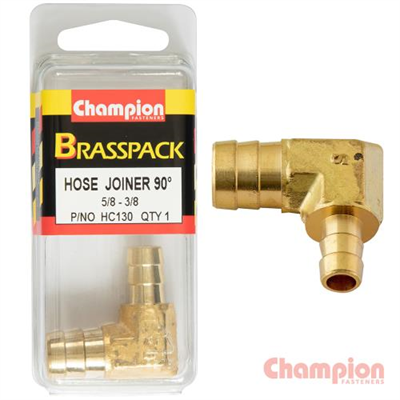 Champion Hose Joiner 90 deg Barb Elbow Reducer Brass 5/8-3/8