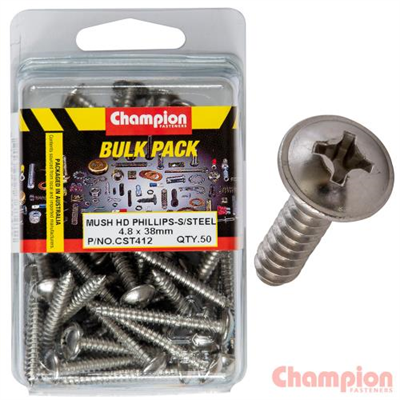 Champion S/Tapping Screws - Mushroom Head  - 4.8 x 38mm