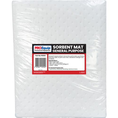 ProEquip Absorbent Mat - 500x400x4mm - Oil (White) - 100pk