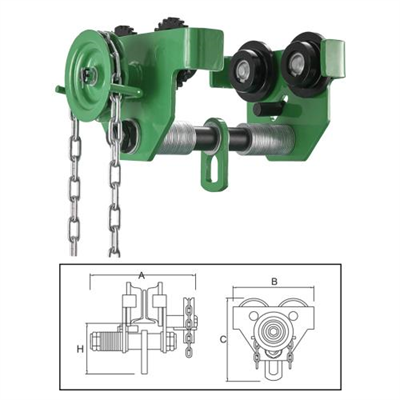 ITM Geared Girder Trolley-2 Ton-88-203mm Beam Width