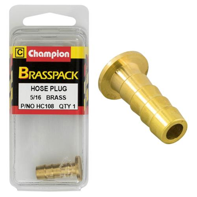 Champion Brass Hose Plugs - Barbed - 5/16in