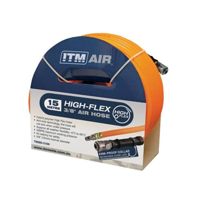Itm Air Hose 10mm (3/8in) x 15M Hybrid Polymer w/ Fittings