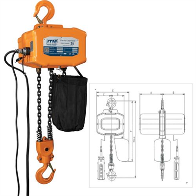 ITM 240V Electric Hoist-2 Ton-6 Meter Lift