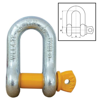 ITM Dee Shackle-Yellow Pin GS Screw Pin-0.5 Ton-6mm Body