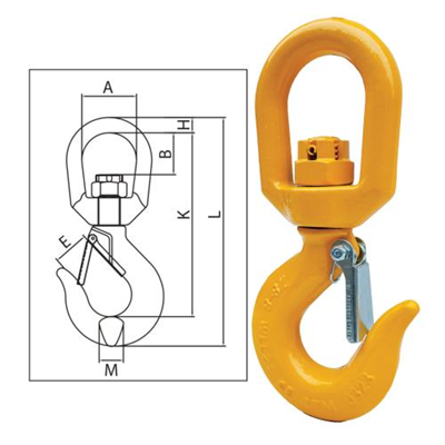 ITM G80 Eye Swivel Hook w/ Safety Latch-10mm Chain