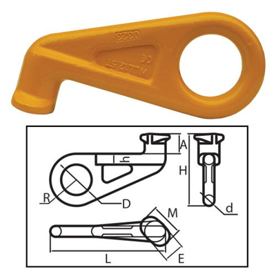 ITM G80 Eye Container Hook - Right 45 Degree